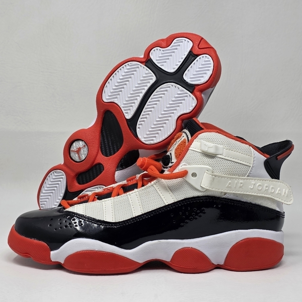 Nike Air Jordan 6 Rings BasketBall Shoes White Orange Black DV1345 108 Size 6.5Y